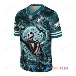 Philadelphia Eagles Jack Skellington The Nightmare Before Christmas with Super Bowl Trophy Midnight Gate Custom Football Jersey