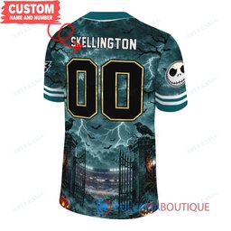 Philadelphia Eagles Jack Skellington The Nightmare Before Christmas with Super Bowl Trophy Midnight Gate Custom Football Jersey