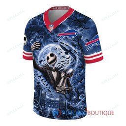 Buffalo Bills Jack Skellington The Nightmare Before Christmas with Super Bowl Trophy Midnight Gate Custom Football Jersey