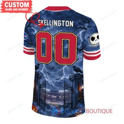 Buffalo Bills Jack Skellington The Nightmare Before Christmas with Super Bowl Trophy Midnight Gate Custom Football Jersey
