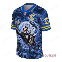 Los Angeles Rams Jack Skellington The Nightmare Before Christmas with Super Bowl Trophy Midnight Gate Custom Football Jersey