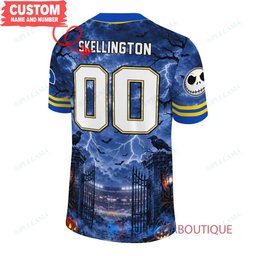 Los Angeles Rams Jack Skellington The Nightmare Before Christmas with Super Bowl Trophy Midnight Gate Custom Football Jersey