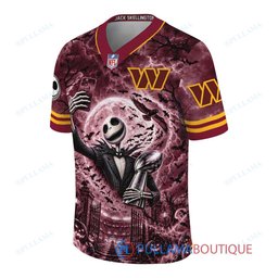 Washington Commanders Jack Skellington The Nightmare Before Christmas with Super Bowl Trophy Midnight Gate Custom Football Jersey