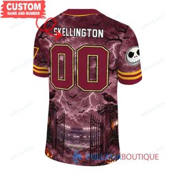 Washington Commanders Jack Skellington The Nightmare Before Christmas with Super Bowl Trophy Midnight Gate Custom Football Jersey