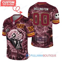 Washington Commanders Jack Skellington The Nightmare Before Christmas with Super Bowl Trophy Midnight Gate Custom Football Jersey