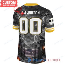 Pittsburgh Steelers Jack Skellington The Nightmare Before Christmas with Super Bowl Trophy Midnight Gate Custom Football Jersey