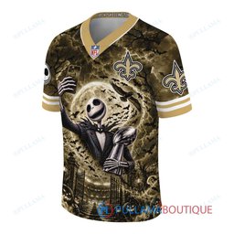 New Orleans Saints Jack Skellington The Nightmare Before Christmas with Super Bowl Trophy Midnight Gate Custom Football Jersey