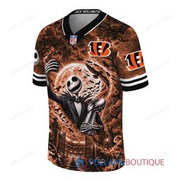 Cincinnati Bengals Jack Skellington The Nightmare Before Christmas with Super Bowl Trophy Midnight Gate Custom Football Jersey