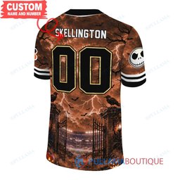 Cincinnati Bengals Jack Skellington The Nightmare Before Christmas with Super Bowl Trophy Midnight Gate Custom Football Jersey