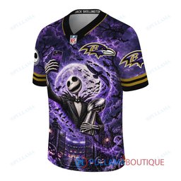 Baltimore Ravens Jack Skellington The Nightmare Before Christmas with Super Bowl Trophy Midnight Gate Custom Football Jersey