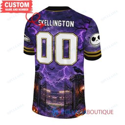 Baltimore Ravens Jack Skellington The Nightmare Before Christmas with Super Bowl Trophy Midnight Gate Custom Football Jersey