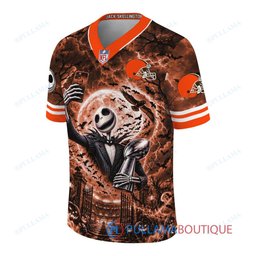 Cleveland Browns Jack Skellington The Nightmare Before Christmas with Super Bowl Trophy Midnight Gate Custom Football Jersey