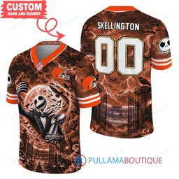 Cleveland Browns Jack Skellington The Nightmare Before Christmas with Super Bowl Trophy Midnight Gate Custom Football Jersey