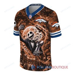 Denver Broncos Jack Skellington The Nightmare Before Christmas with Super Bowl Trophy Midnight Gate Custom Football Jersey