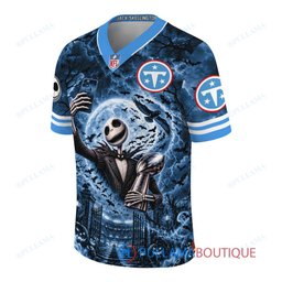 Tennessee Titans Jack Skellington The Nightmare Before Christmas with Super Bowl Trophy Midnight Gate Custom Football Jersey