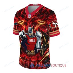 San Francisco 49ers Batman with Super Bowl Trophy Gridiron Heroes Custom Football Jersey