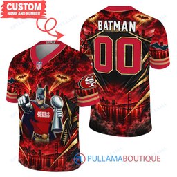 San Francisco 49ers Batman with Super Bowl Trophy Gridiron Heroes Custom Football Jersey