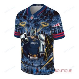 New England Patriots Batman with Super Bowl Trophy Gridiron Heroes Custom Football Jersey