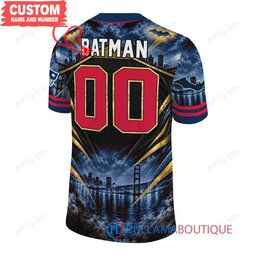 New England Patriots Batman with Super Bowl Trophy Gridiron Heroes Custom Football Jersey