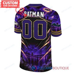 Baltimore Ravens Batman with Super Bowl Trophy Gridiron Heroes Custom Football Jersey