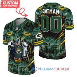 Green Bay Packers Batman with Super Bowl Trophy Gridiron Heroes Custom Football Jersey