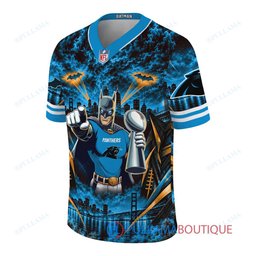 Carolina Panthers Batman with Super Bowl Trophy Gridiron Heroes Custom Football Jersey