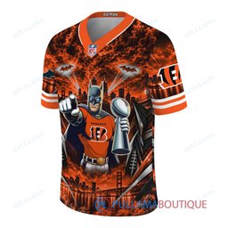 Cincinnati Bengals Batman with Super Bowl Trophy Gridiron Heroes Custom Football Jersey