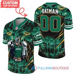 New York Jets Batman with Super Bowl Trophy Gridiron Heroes Custom Football Jersey