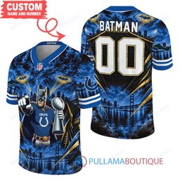 Indianapolis Colts Batman with Super Bowl Trophy Gridiron Heroes Custom Football Jersey