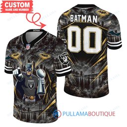 Las Vegas Raiders Batman with Super Bowl Trophy Gridiron Heroes Custom Football Jersey