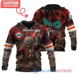 Miami Dolphins Iron Maiden Eddie The Trooper Champion with Super Bowl Trophy Custom Hoodie