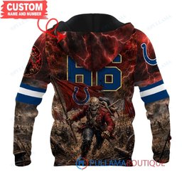 Indianapolis Colts Iron Maiden Eddie The Trooper Champion with Super Bowl Trophy Custom Hoodie