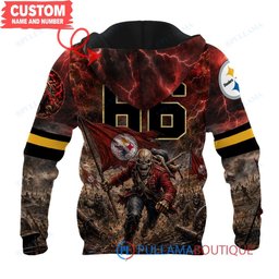 Pittsburgh Steelers Iron Maiden Eddie The Trooper Champion with Super Bowl Trophy Custom Hoodie