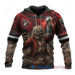 Las Vegas Raiders Iron Maiden Eddie The Trooper Champion with Super Bowl Trophy Custom Hoodie