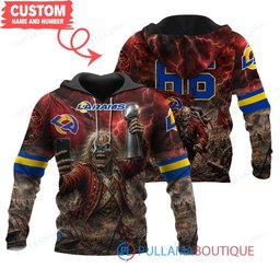 Los Angeles Rams Iron Maiden Eddie The Trooper Champion with Super Bowl Trophy Custom Hoodie