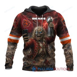 Chicago Bears Iron Maiden Eddie The Trooper Champion with Super Bowl Trophy Custom Hoodie