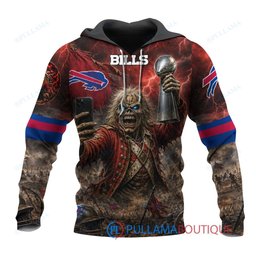 Buffalo Bills Iron Maiden Eddie The Trooper Champion with Super Bowl Trophy Custom Hoodie