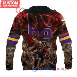 Minnesota Vikings Iron Maiden Eddie The Trooper Champion with Super Bowl Trophy Custom Hoodie