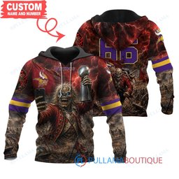 Minnesota Vikings Iron Maiden Eddie The Trooper Champion with Super Bowl Trophy Custom Hoodie