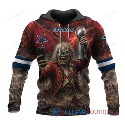 Dallas Cowboys Iron Maiden Eddie The Trooper Champion with Super Bowl Trophy Custom Hoodie