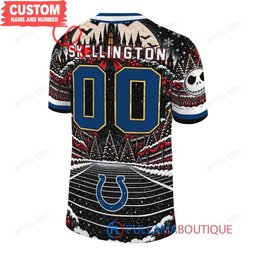 Indianapolis Colts Jack Skellington and Sally with Super Bowl Trophy Crimson Christmas Bowl Custom Football Jersey