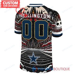 Dallas Cowboys Jack Skellington and Sally with Super Bowl Trophy Crimson Christmas Bowl Custom Football Jersey