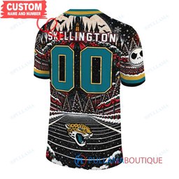 Jacksonville Jaguars Jack Skellington and Sally with Super Bowl Trophy Crimson Christmas Bowl Custom Football Jersey