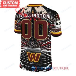 Washington Commanders Jack Skellington and Sally with Super Bowl Trophy Crimson Christmas Bowl Custom Football Jersey