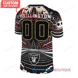 Las Vegas Raiders Jack Skellington and Sally with Super Bowl Trophy Crimson Christmas Bowl Custom Football Jersey