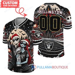 Las Vegas Raiders Jack Skellington and Sally with Super Bowl Trophy Crimson Christmas Bowl Custom Football Jersey