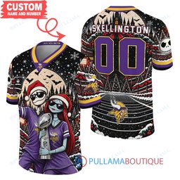Minnesota Vikings Jack Skellington and Sally with Super Bowl Trophy Crimson Christmas Bowl Custom Football Jersey
