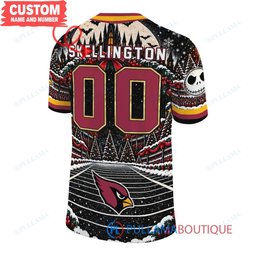 Arizona Cardinals Jack Skellington and Sally with Super Bowl Trophy Crimson Christmas Bowl Custom Football Jersey