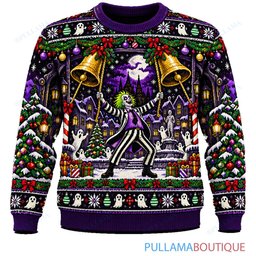 Beetlejuice Haunted Christmas Bells ugly christmas sweater