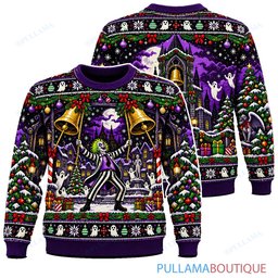 Beetlejuice Haunted Christmas Bells ugly christmas sweater